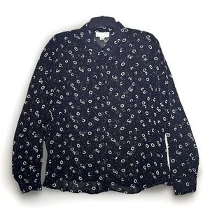 Vintage August Max Woman Blouse Size 2XL Button Up Front Sheer Floral Y2K Rayon